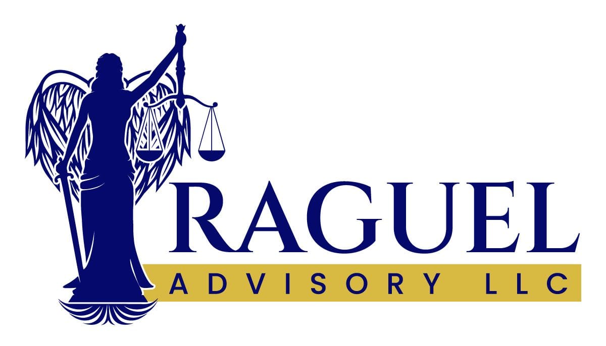 A blue and yellow logo for the ragusa advisory group.